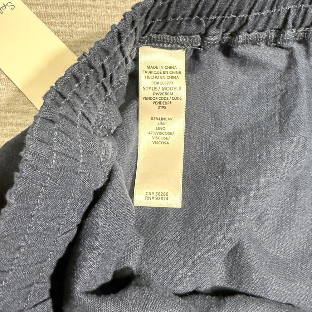 Splendid Navy Blue High Waist Women's Linen Blend Pull On Shorts NWT Size Large - Picture 5 of 5